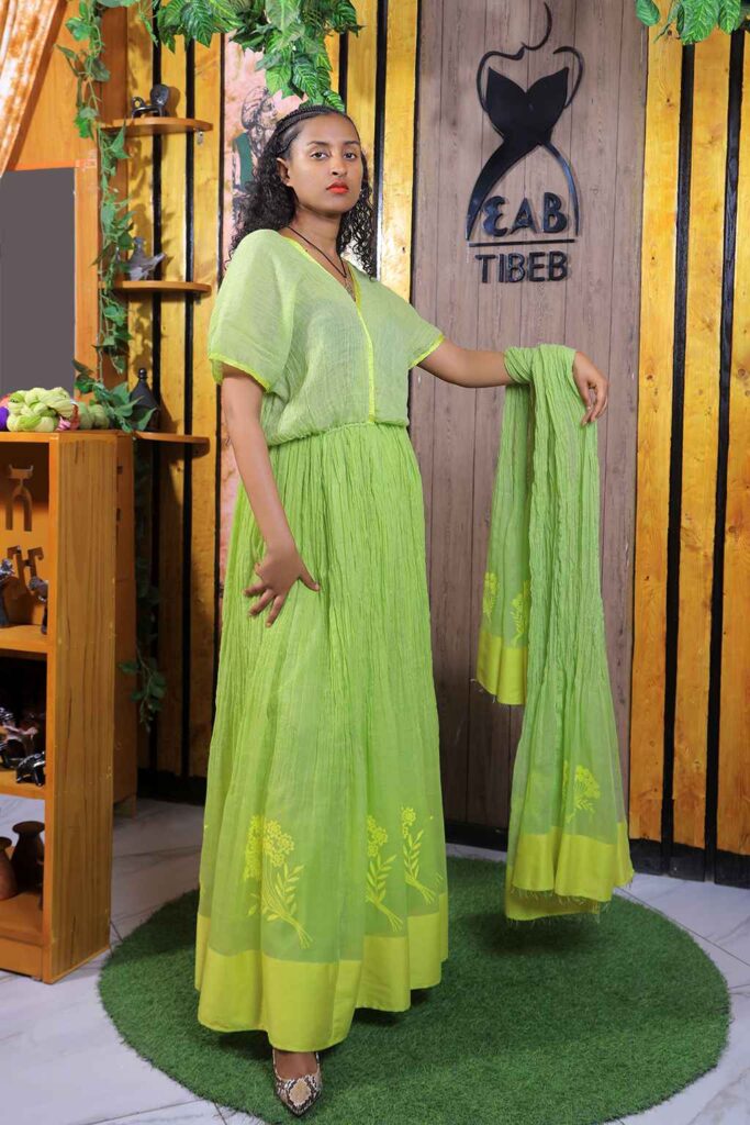 Lime Ethiopian new year dress I002