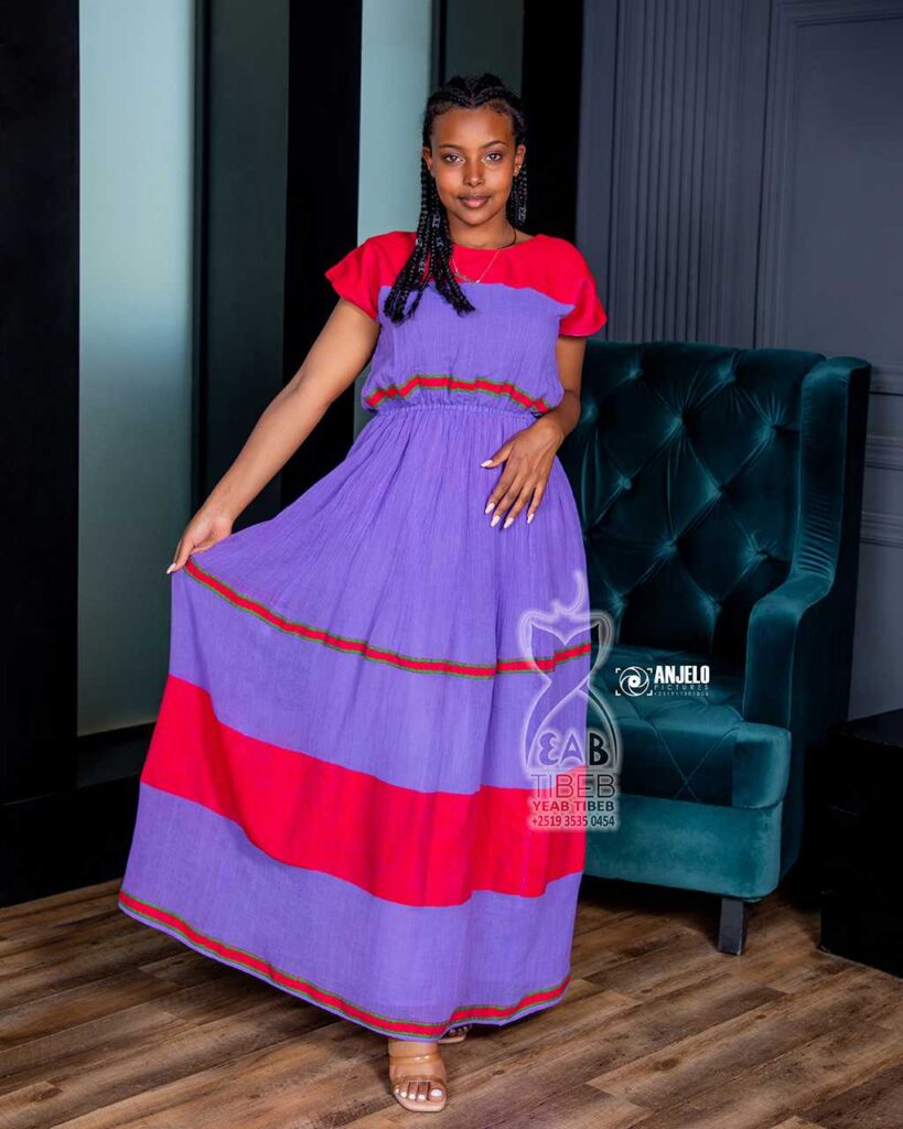 Purple long cultural dress J008