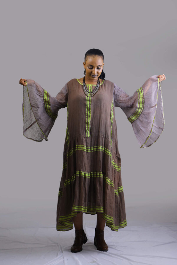 Rosy-brown midi dress L034