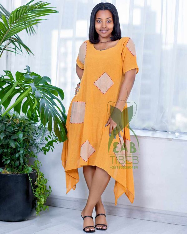 Yellow summer mid dress J025