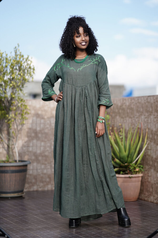Green Embroidery Gown