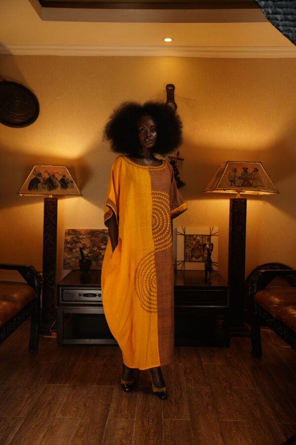 Yellow and brown coffee Dress 17ENY-29