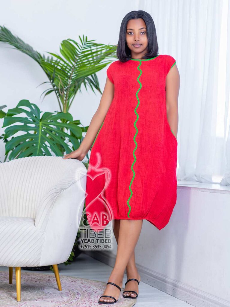 Red summer mid dress J028